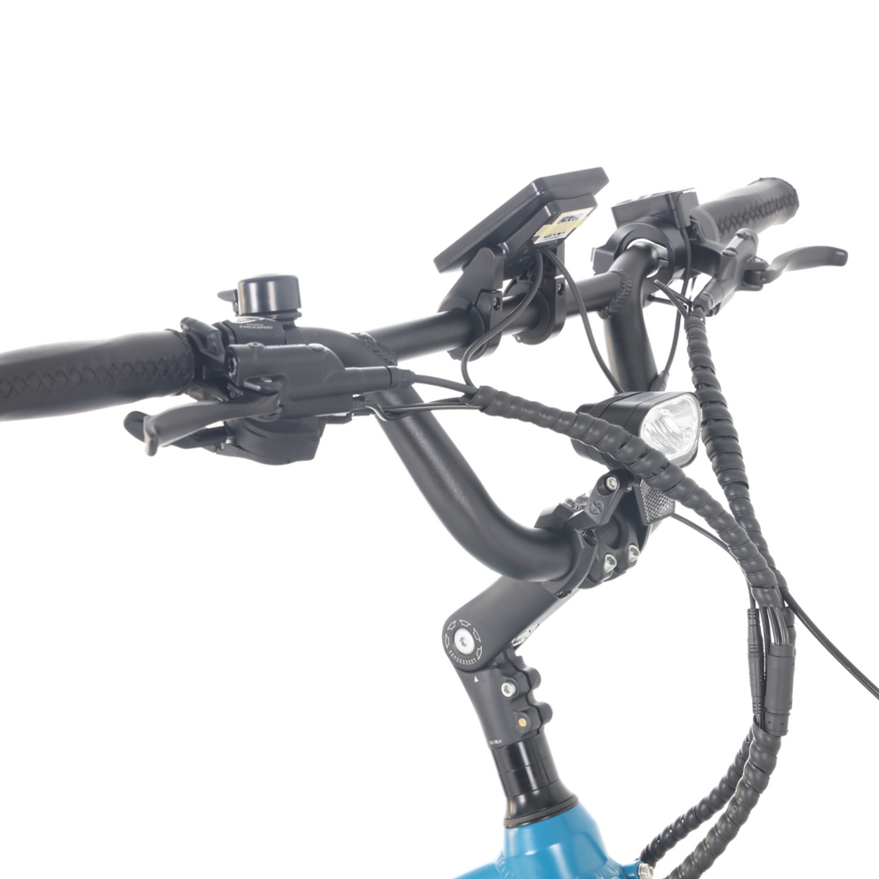 Détail du guidon d'un vélo cargo électrique